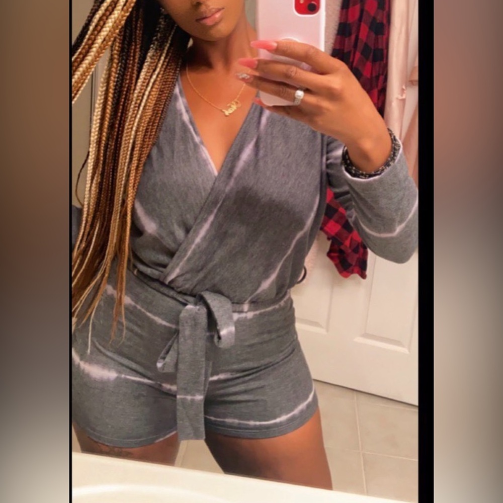 Grey long sleeve romper